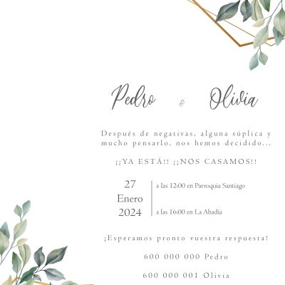 Invitación boda hojas 2