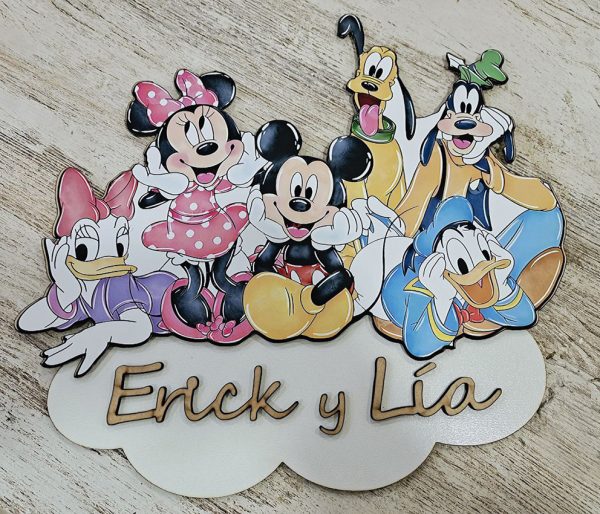 Letrero madera Mickey y amigos