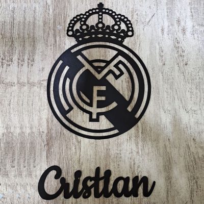 letrero escudo real madrid negro