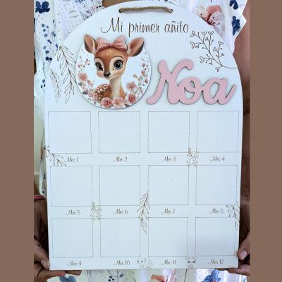 letrero cierva flores primer anito