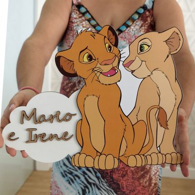 Letrero madera Simba y Nala